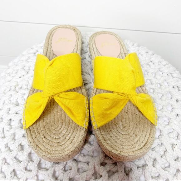 J.Crew Canvas Twisted Knot Espadrille Slip On Sandals Yellow Size 8M - Picture 2 of 6